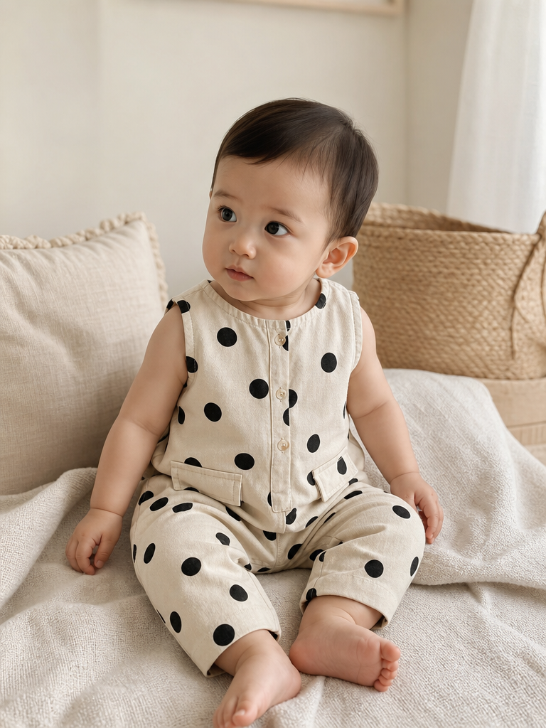 Dotty Sleeveless Romper lifestyle photo